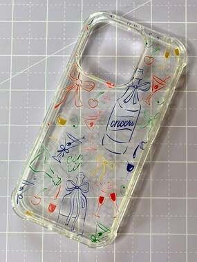 iPhone 16 Pro Clear Cocktail Phone Case Bows Cherries Summer 🍒🍸🎀